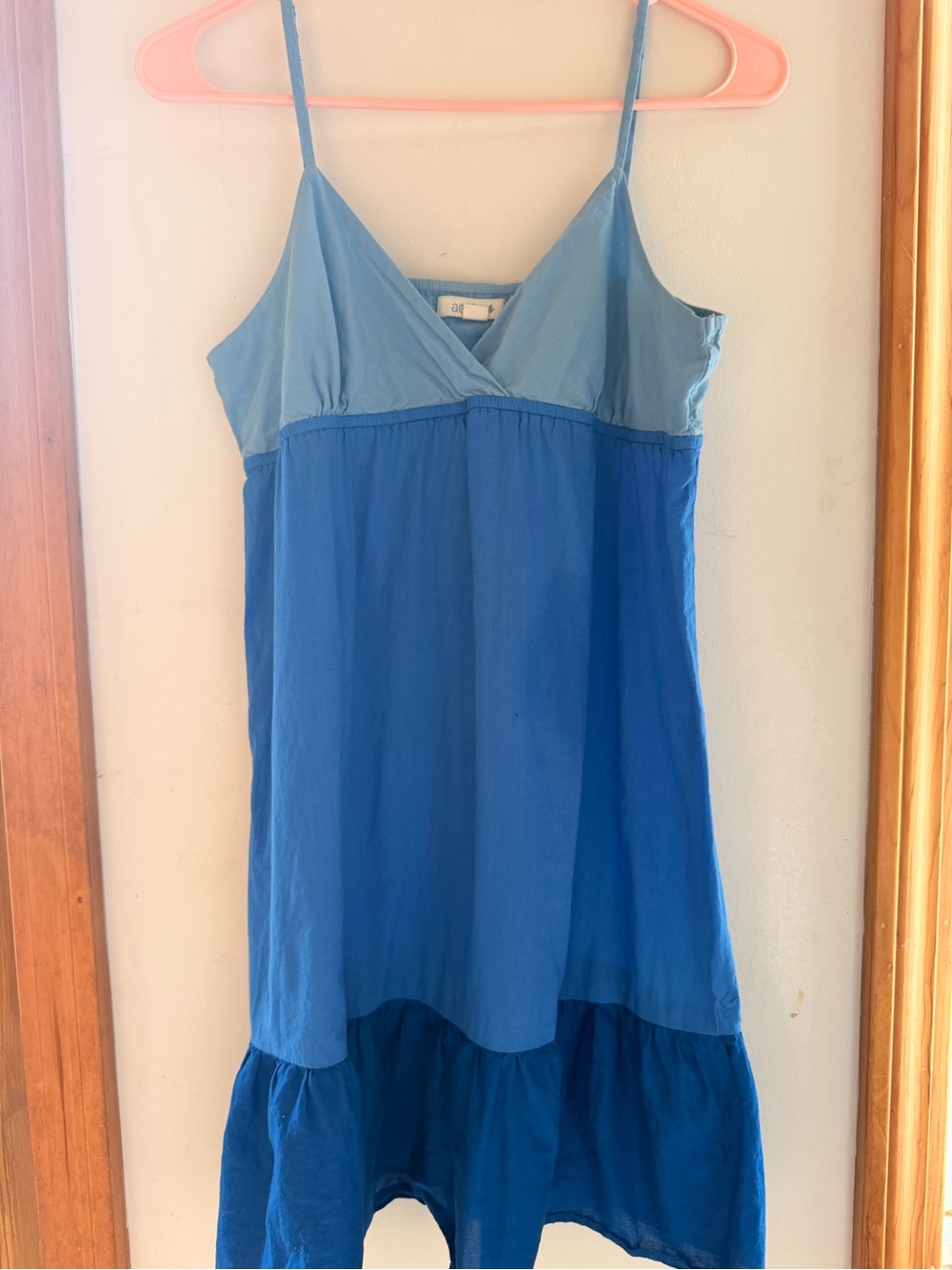 Aerie 100% Cotton Blue Spaghetti Strap Summer Dress Size Small
